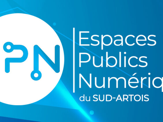 logo des espaces numériques avec fond bleu