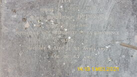 La pierre tombale de soeur Marie Prudence Defosse pierre tombale de soeur Marie Prudence Defosse